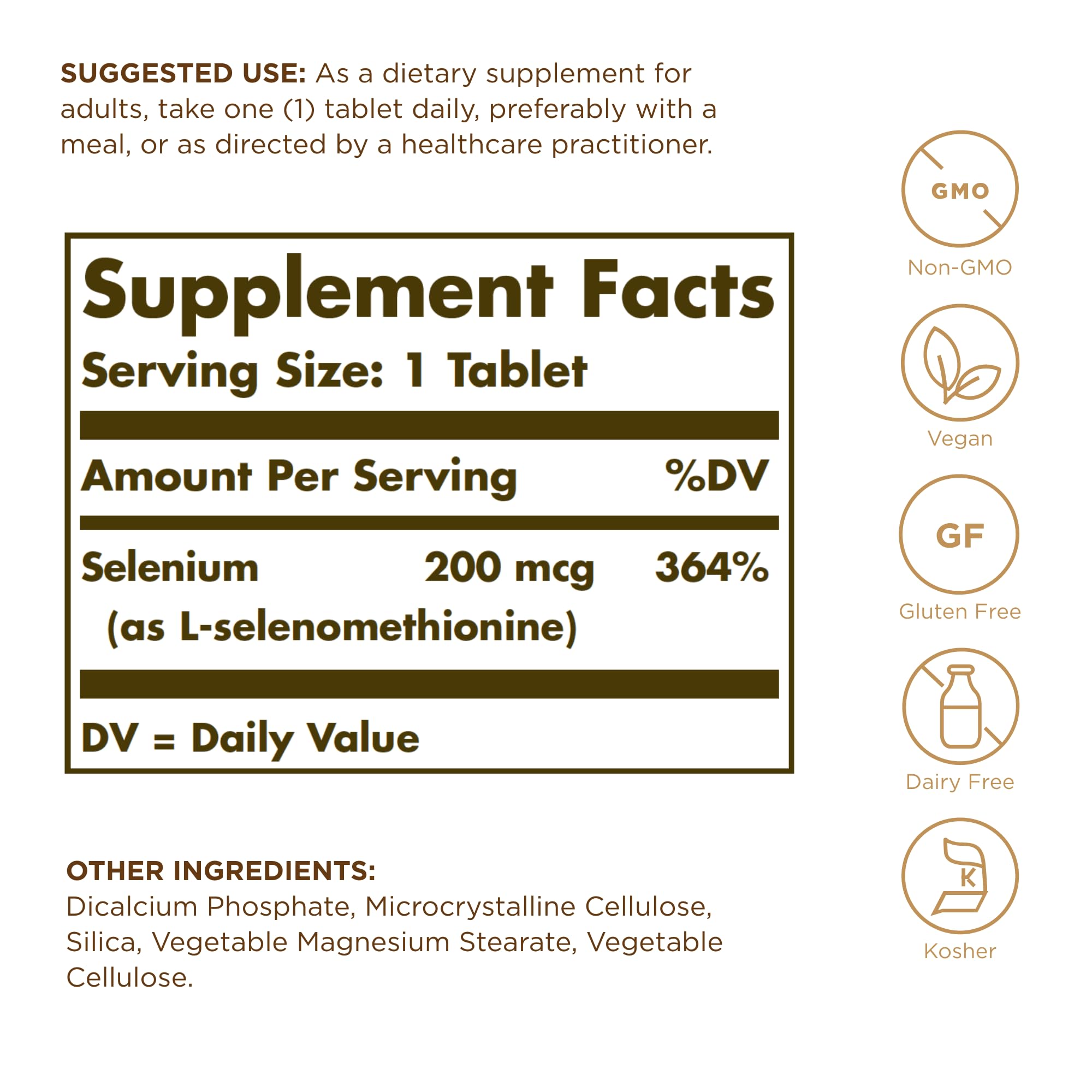 Solgar Yeast-Free Selenium 200 mcg - 250 Tablets, Pack of 2 - Supports Antioxidant & Immune System Health - Non-GMO, Vegan, Gluten Free, Dairy Free, Kosher - 500 Total Servings