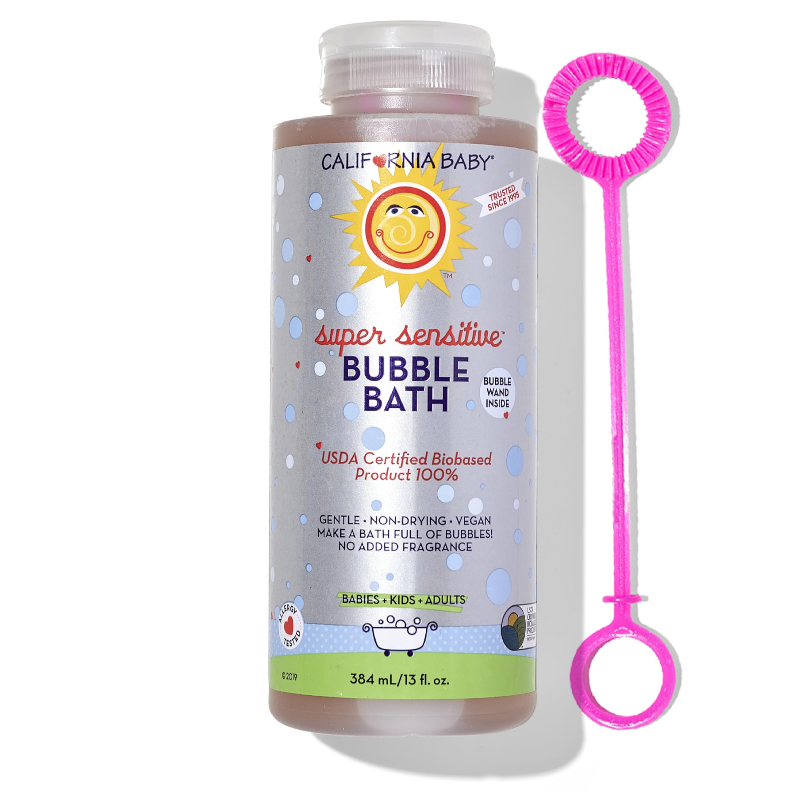 California Baby Super Sensitive Bubble Bath | No Added Fragrance | 100% Plant-Based Ingredients (USDA Certified) | Allergy Friendly | Babies, Adults & Kid Bubble Bath | Ideal for Sensitive Skin | Free