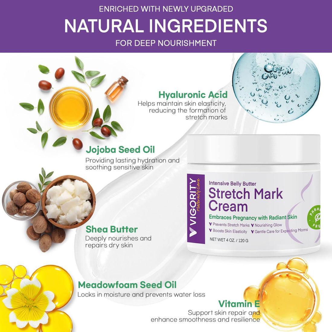 Stretch Mark Cream for Pregnant Women: Stretch Mark Treatment for Pregnancy - Belly Butter For Pregnant Women - Massage Lotion To Prevent And Repair Maternity Stretch Marks Scar - 4 Oz