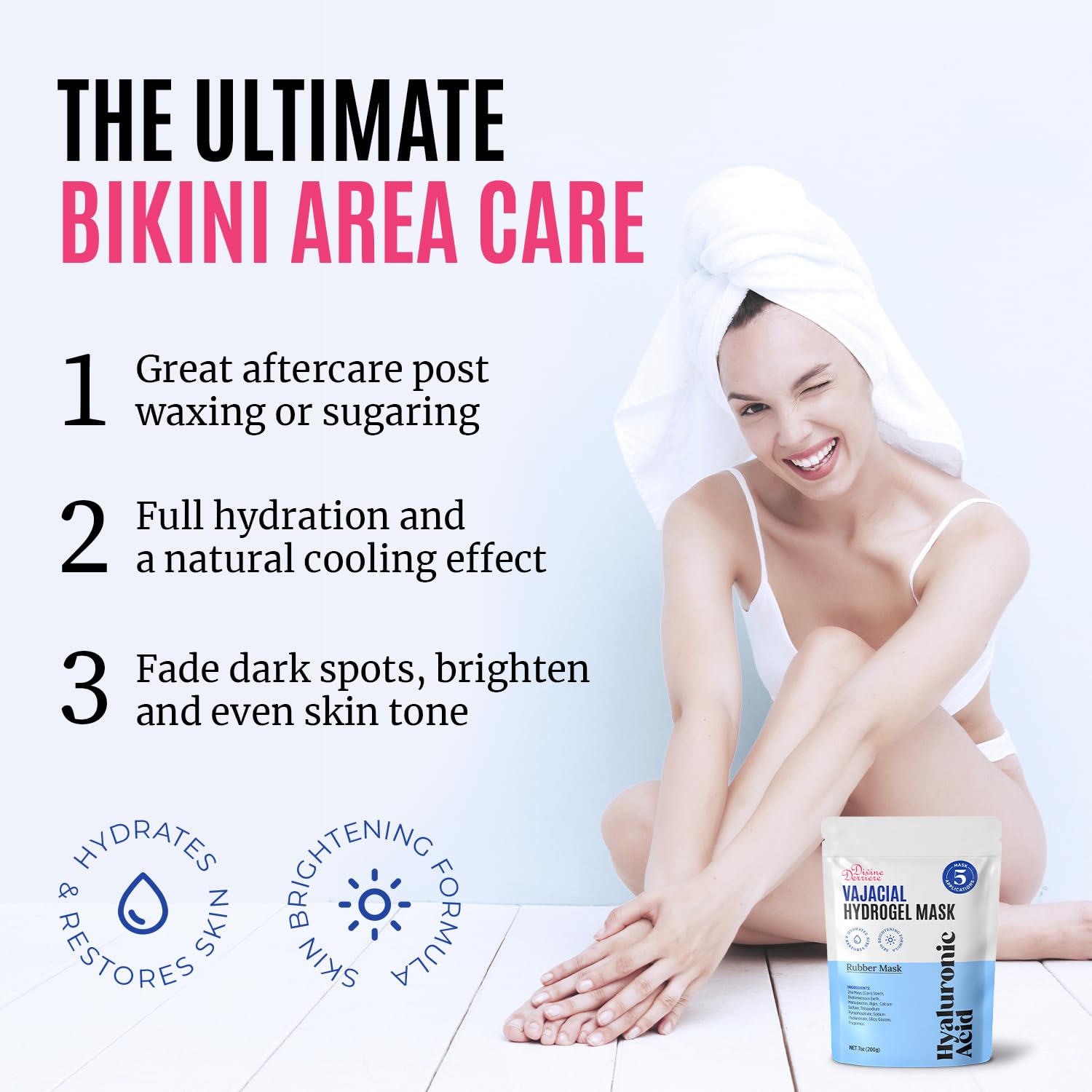 Divine Derriere Hydrogel Vajacial Mask - Premium Modeling Rubber Mask with Hyaluronic Acid, Deeply Purifying & Super Hydrating Hydro-jelly Sheet Masks, Complete Peel-Off Jelly Mask Powder Kit