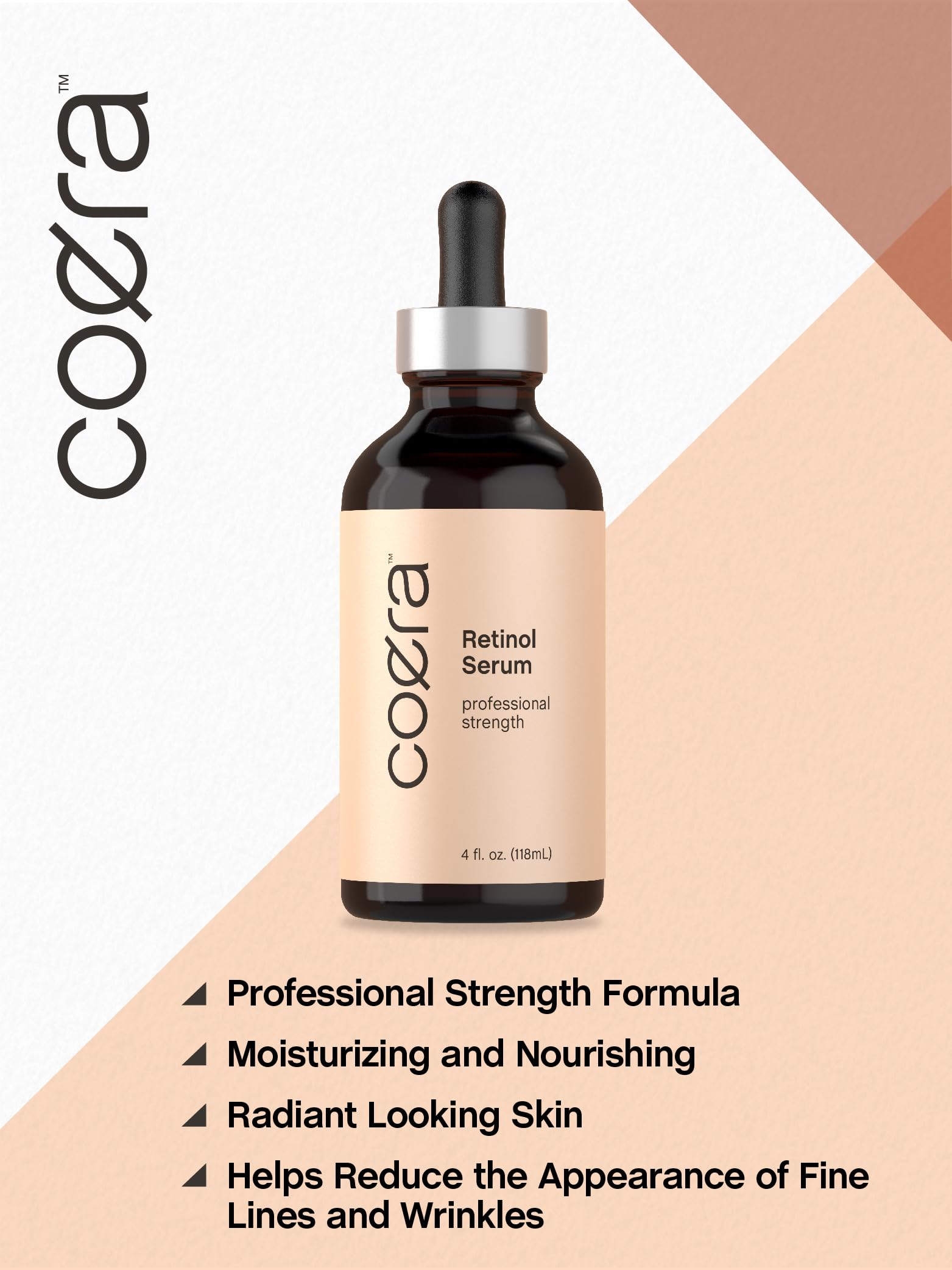 Coera Retinol Serum for Face | 4 fl oz | Professional Strength | Hydrating Skin Oil | Free of Parabens & Fragrances | Packaging May Vary