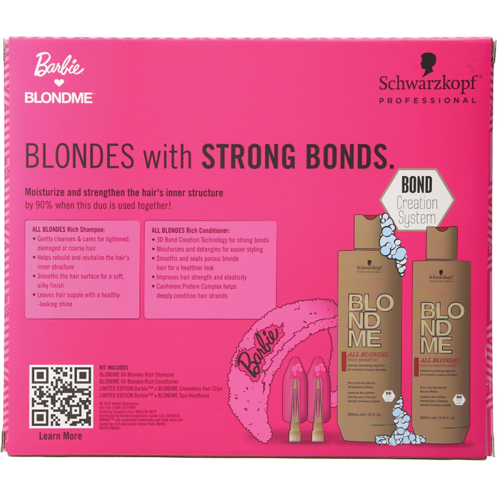 BlondMe® x BARBIE™ Home Spa Collection – All Blondes Kit - Nourishing and Hydrating Treatment for Shiny Hair – Moisturizing Shampoo for Normal to Coarse Color Treated and Natural Blonde Hair