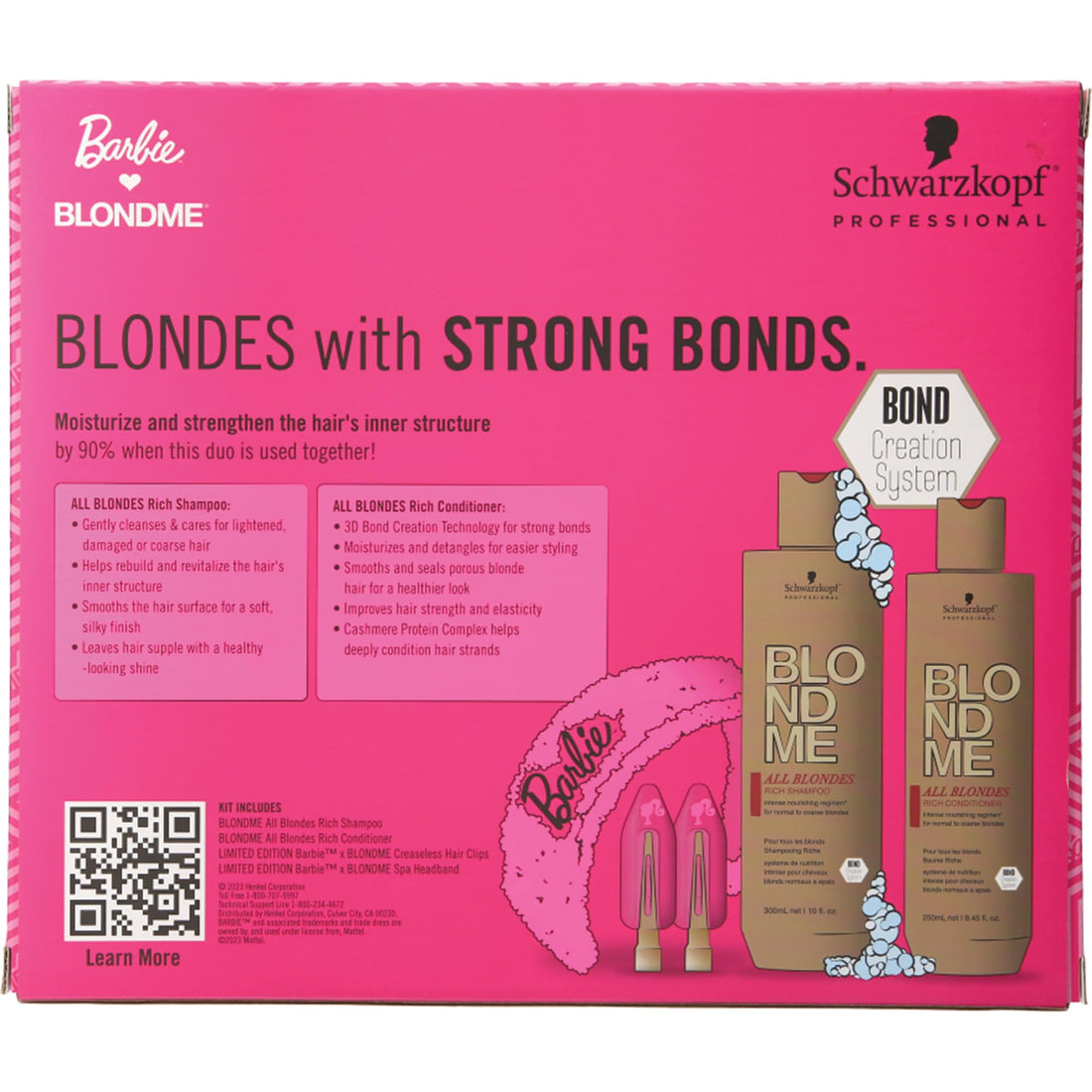 BlondMe® x BARBIE™ Home Spa Collection – All Blondes Kit - Nourishing and Hydrating Treatment for Shiny Hair – Moisturizing Shampoo for Normal to Coarse Color Treated and Natural Blonde Hair