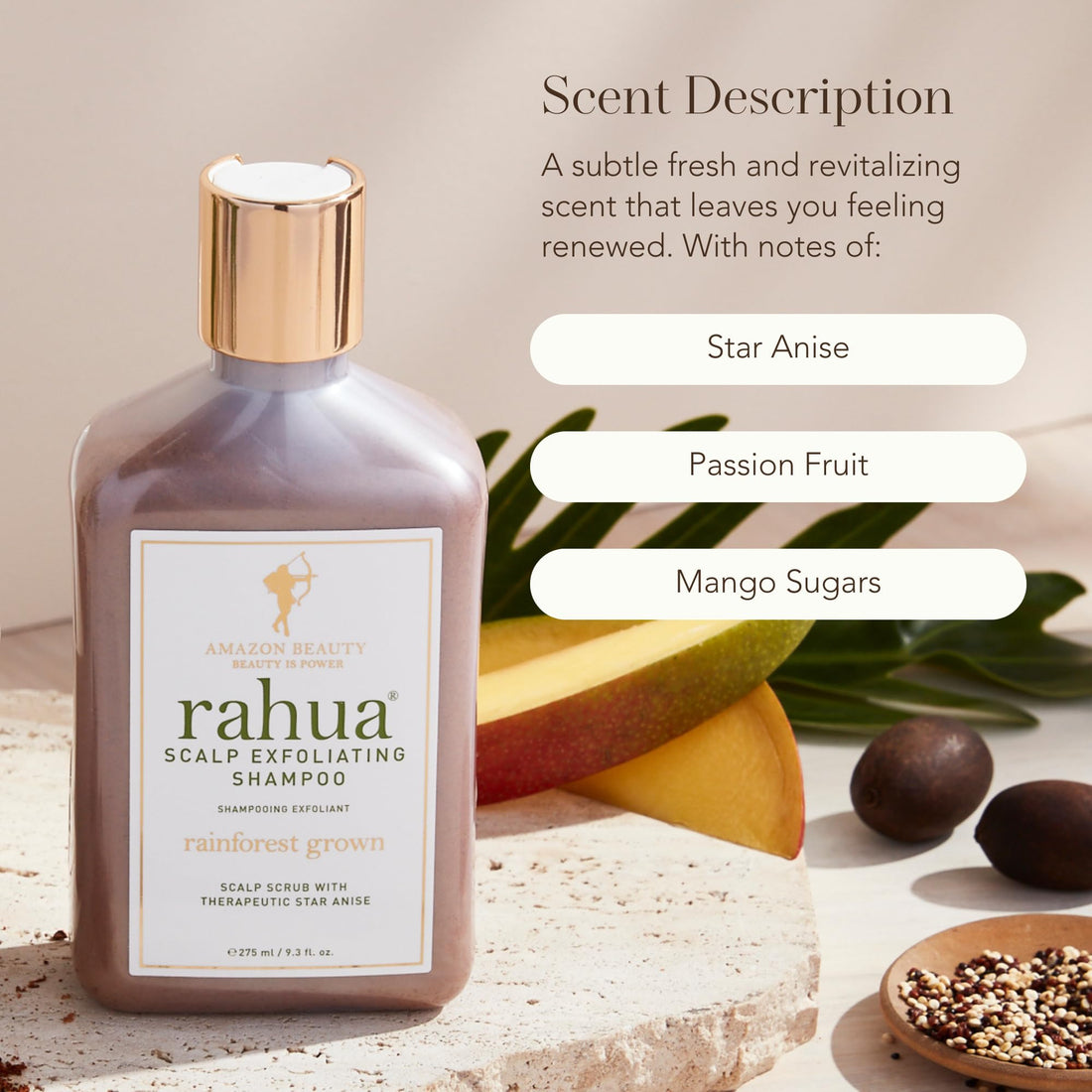 Rahua Scalp Exfoliating Shampoo 9.3 Fl Oz, Scalp Exfoliator & Hair Shampoo Scrub for Healthy Scalp & Hair, Mango & Passion Fruit, Gently Exfoliates Scalp with Star Anise and Fruit Enzymes