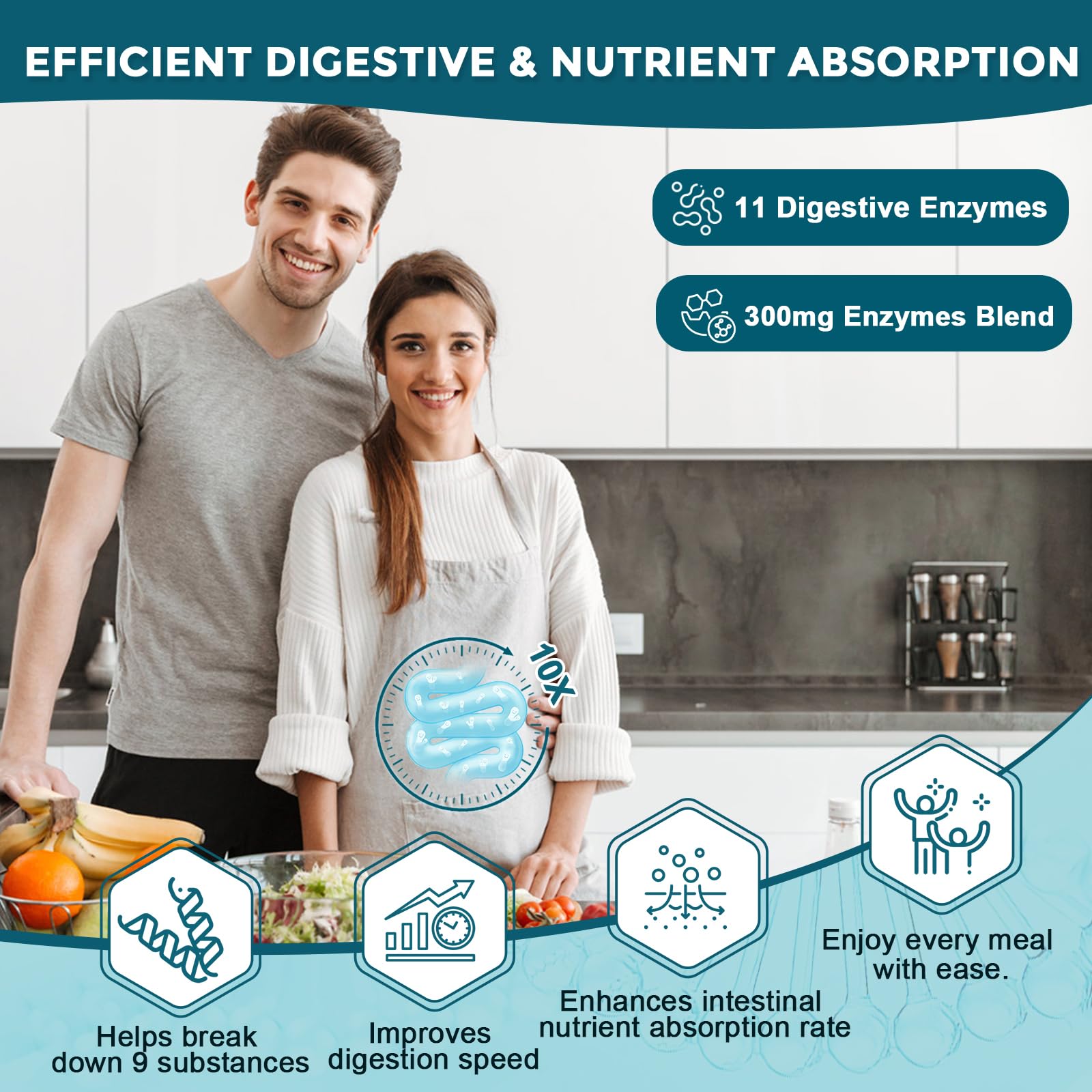 Probiotics for Women-Men Digestive Health with 120 Billion Probiotics, Prebiotics and Probiotics for Women-Men, Digestive Enzymes, Nutrient Absorption, Immune Support, 90 Veggie Caps (45 Days Supply)