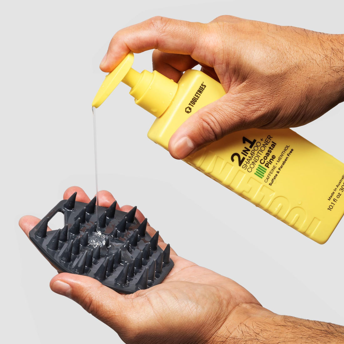 Tooletries 2-in-1 Coastal Pine Men's Shampoo and Conditioner - Pine Scented Hair Wash with Menthol and Caffeine to Promote Hair Growth, Sulfate and Paraben Free - 10.1 oz / 300ml