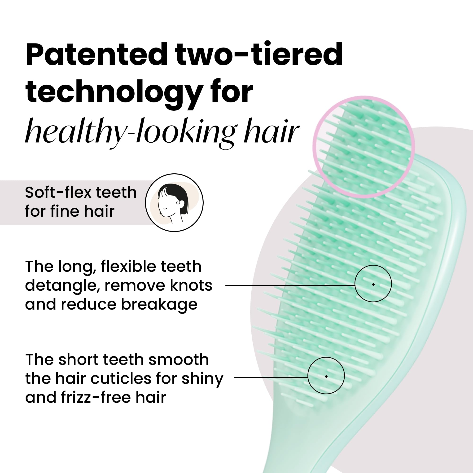 Tangle Teezer Fine & Fragile Ultimate Detangler Brush, Detangles & Reduces Breakage, Travel-Size Mini Hair Brush, Mint