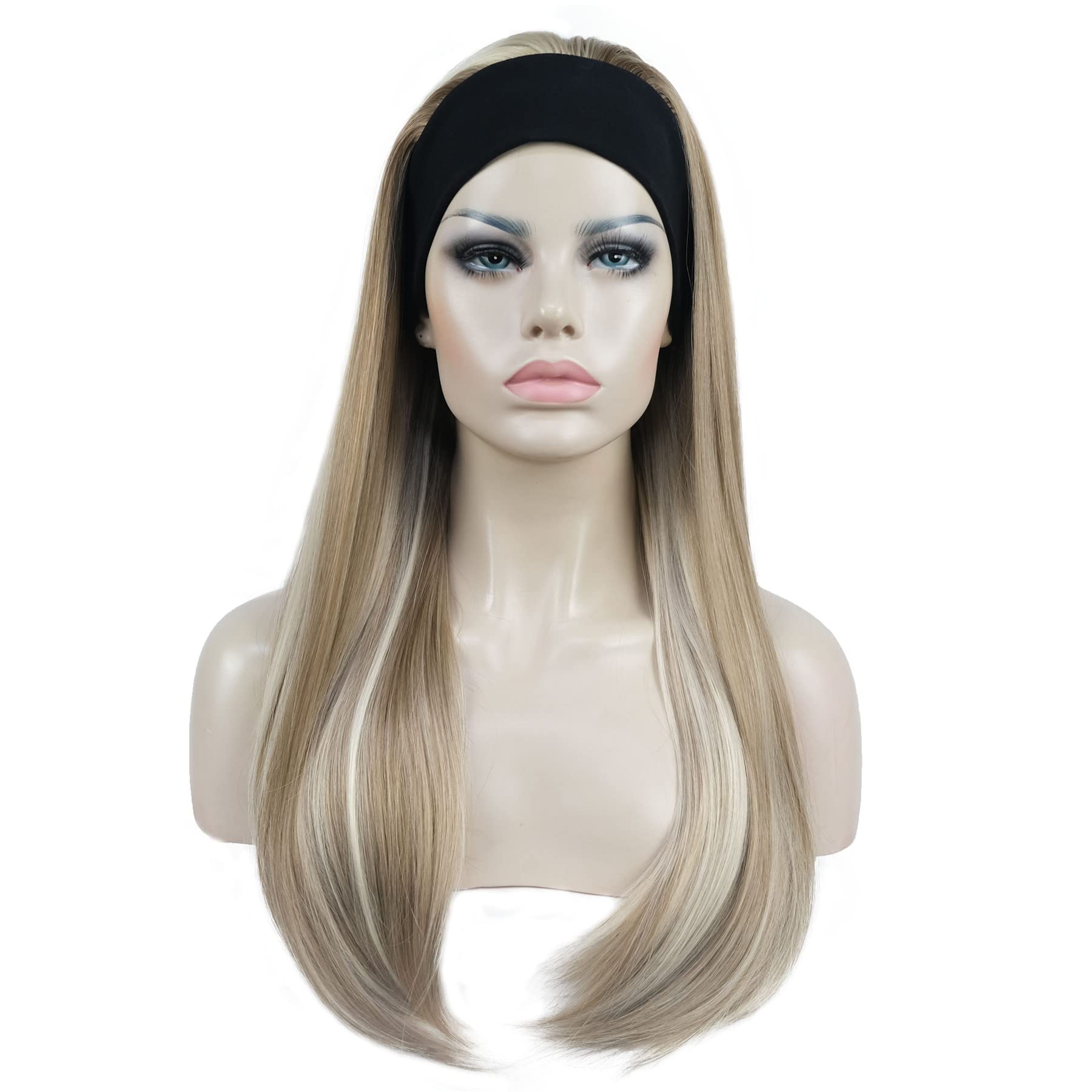 #H16-613: Aimole Long Straight 3/4 Women'S Wigs Hair Piece Synthetic Hair With Black Headband(H16-613)