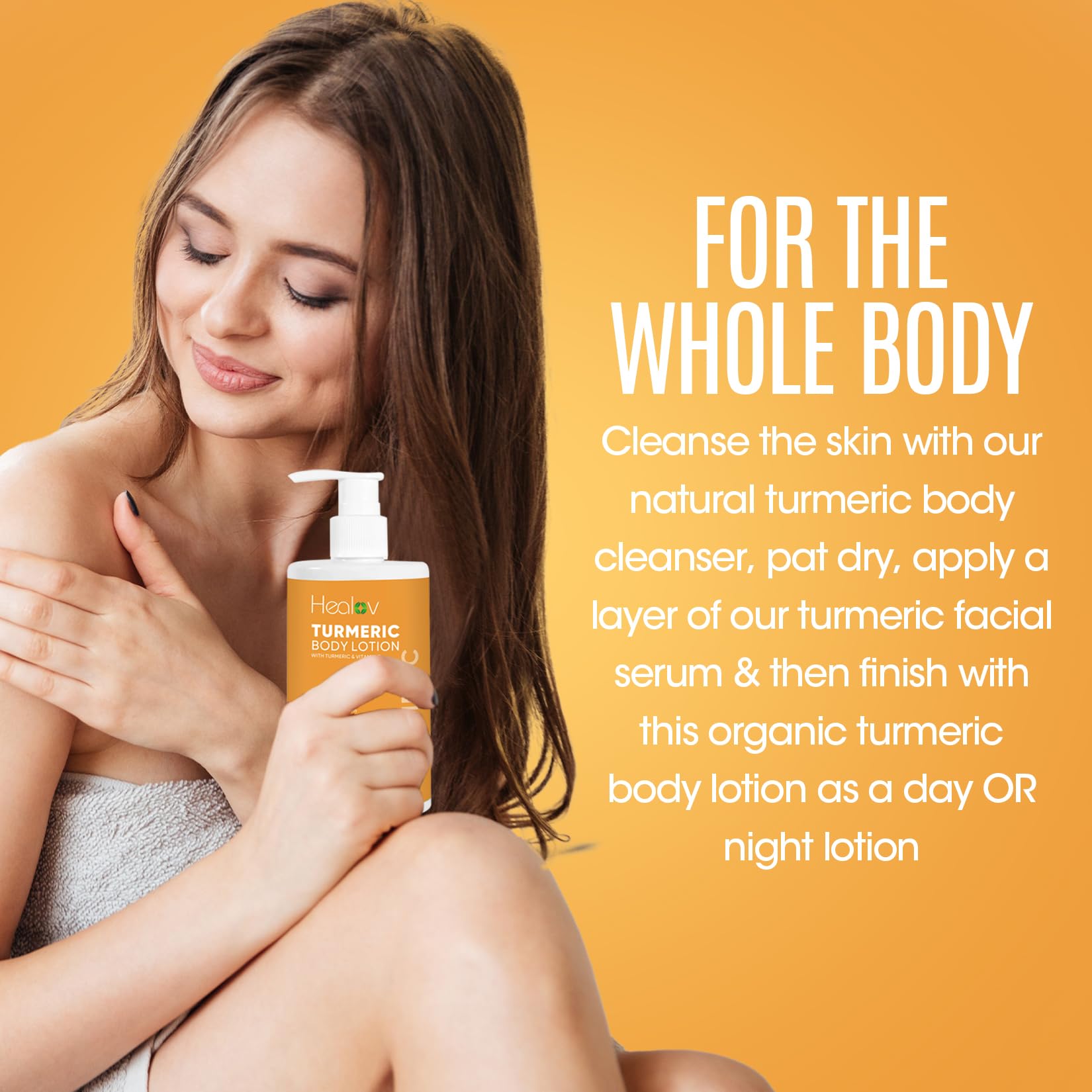 Healov Turmeric Lotion for Spots - Natural Turmeric Skin Brightening Cream for Face & Body - Cleanse Skin, Fight Acne, Even Tone, Clear Scars, Sun Damage, & Discoloration - with Vitamin C