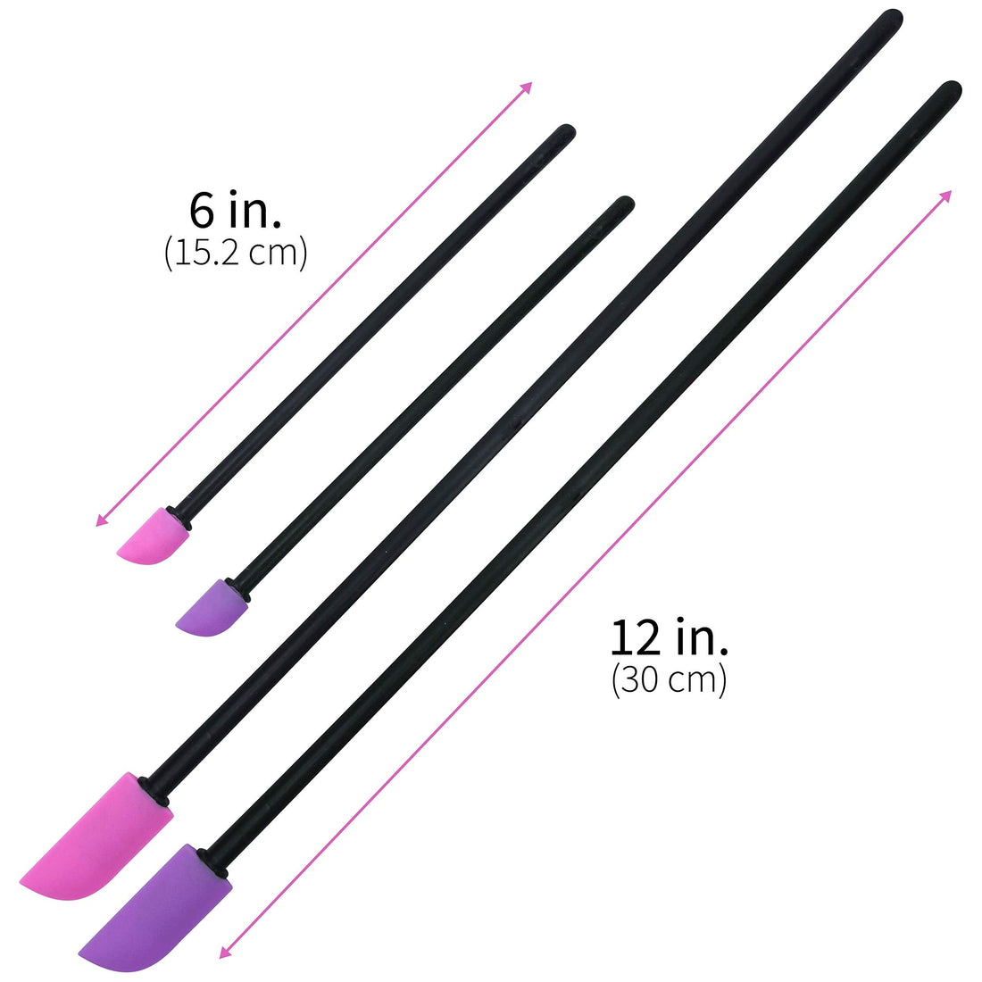 S&T INC. Beauty Spatulas, Pink and Purple, 4 Piece Set, Large and Small Sizes for Beauty and Kitchen, 4 Count