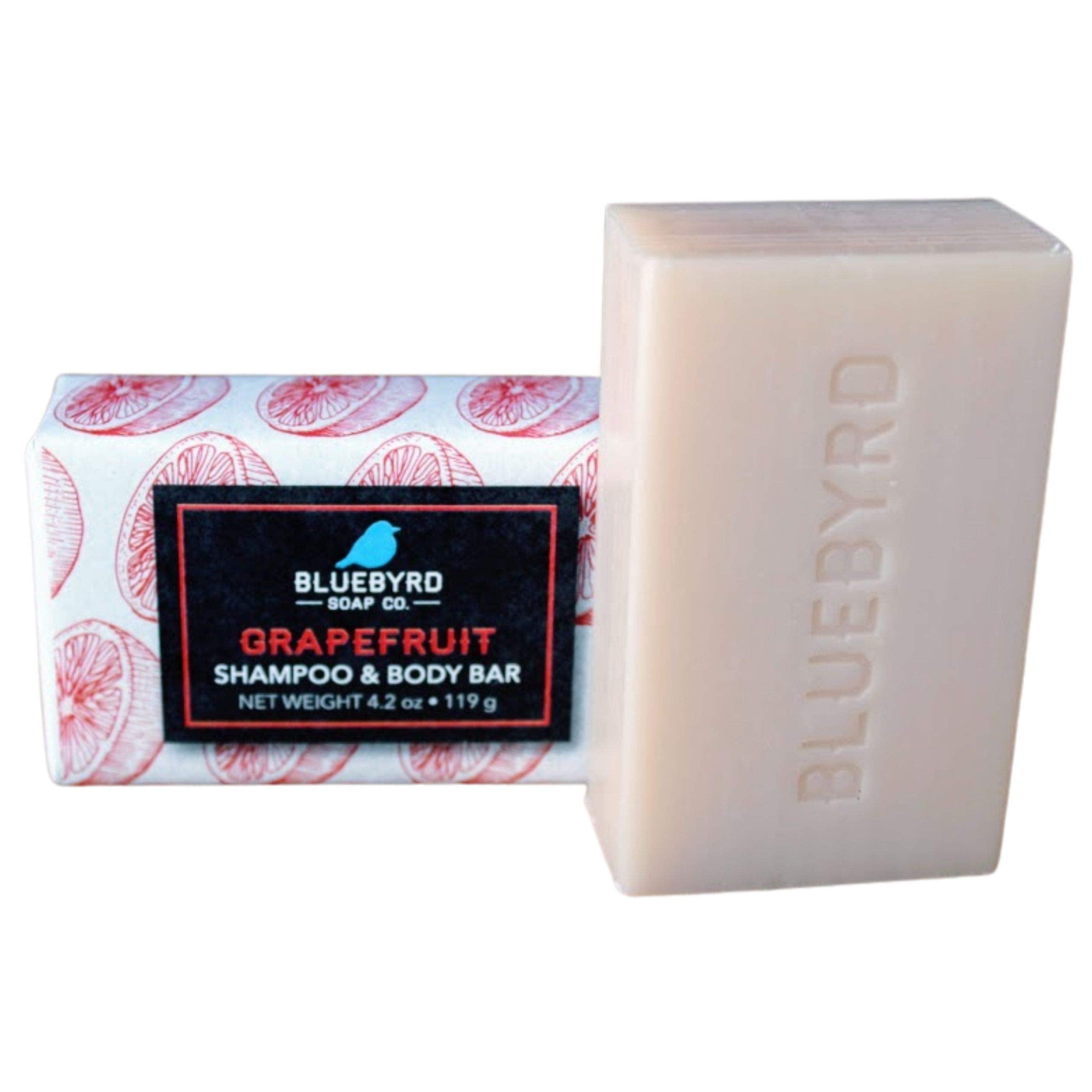 Bluebyrd Soap Co. Grapefruit Natural Shampoo Bar | Travel & Eco-Friendly Solid Hair Wash Bar for All Hair Types, Beard, Shaving | Paraben, Sulfate, Alcohol, & Plastic Free | Vegan 4.2oz (GRAPEFRUIT)