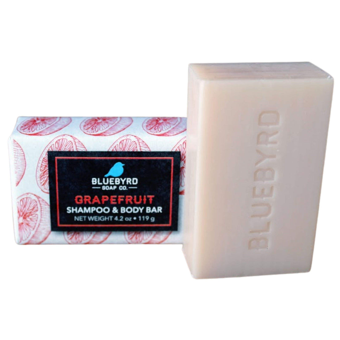 Bluebyrd Soap Co. Grapefruit Natural Shampoo Bar | Travel & Eco-Friendly Solid Hair Wash Bar for All Hair Types, Beard, Shaving | Paraben, Sulfate, Alcohol, & Plastic Free | Vegan 4.2oz (GRAPEFRUIT)