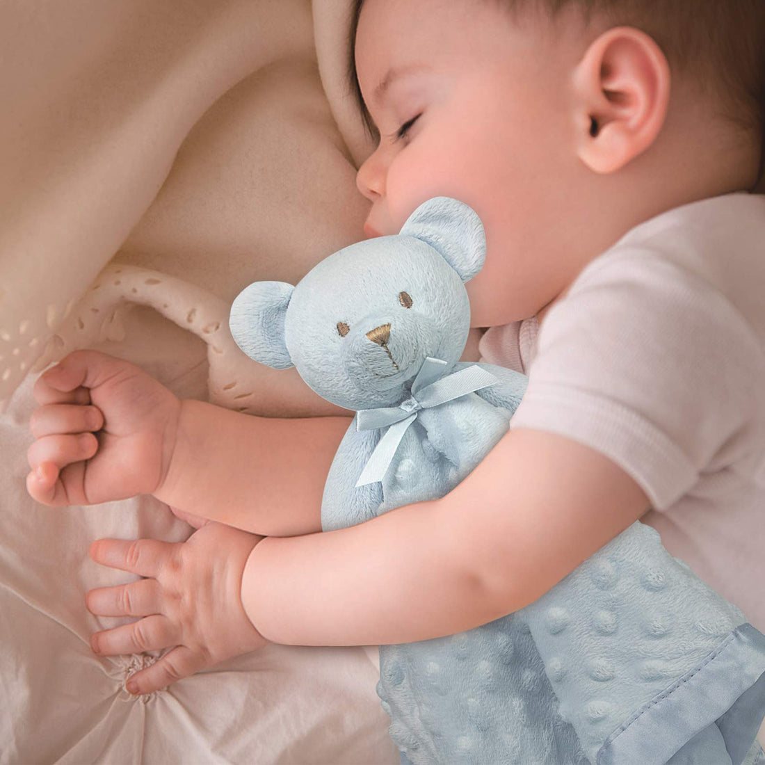 Pro Goleem Teddy Bear Lovey Baby Security Blanket for Boys and Girls Unisex Soft Lovie Baby Gifts for Newborn Toddler Snuggle Toy Stuffed Animal Blue 16 Inch