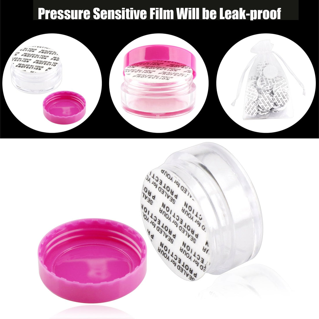 Clear: Sumdirect 100Pcs 5Gram Empty Clear Plastic Cosmetic Containers Sample Packing Portable Travel Bottle Pot Jars for Cream and Lotion with A Snoop and 10Pcs White Sheer Organz