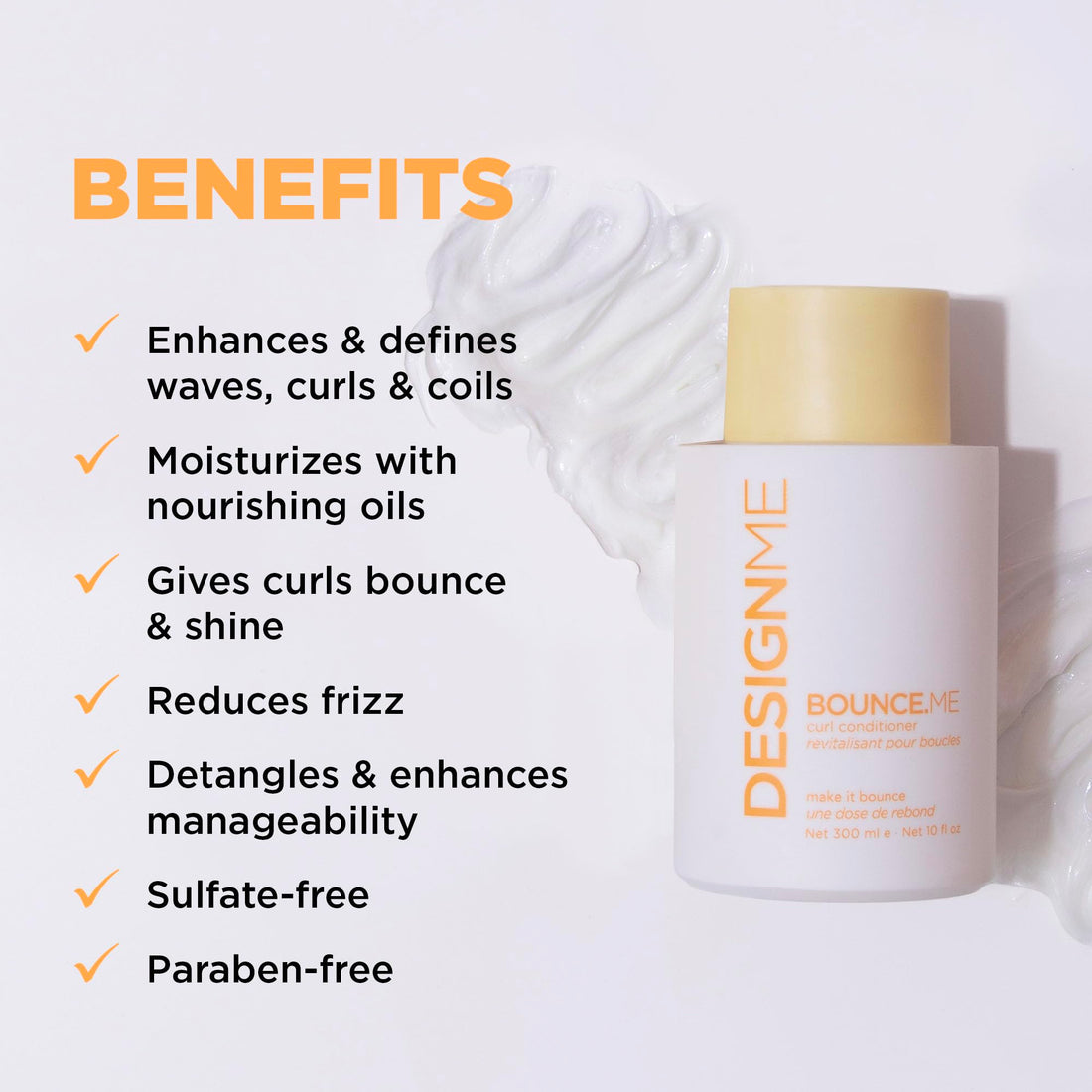 Design.Me BOUNCE.ME Curl Conditioner | Curl-Defining, Added Bounce, Nourishing, Anti-Frizz Formula| Boost Shine & Moisturising Conditioner for All Curly Hair Types