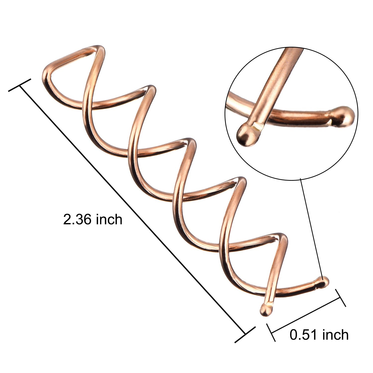 Rose Gold : eBoot Spiral Hair Pin Spin Pin Spiral Hair Clip Mini Spin Clip Bun Stick Pick for DIY Hair Style 20 Pack (Rose Gold)