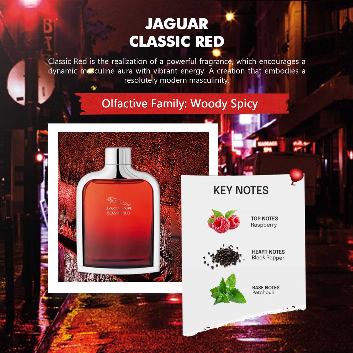 JAGUAR Classic Red Fruity Eau De Toilette - 100 Ml (For Men)