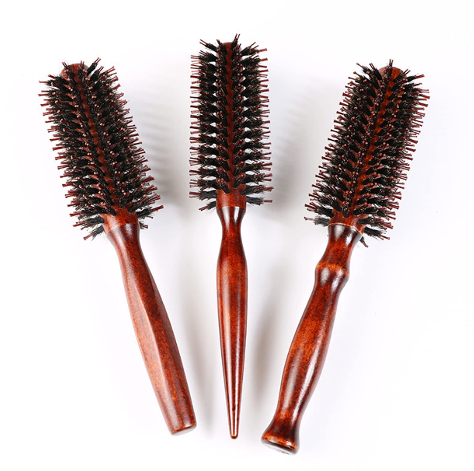 Healthcom 3 in 1 Premium Boar Bristle Brush Natural Boar Bristle Round Styling Hair Brush Anti Static Hair Drying Styling Curling Hair Brush