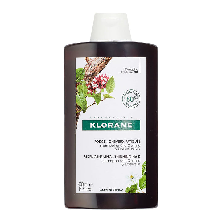 Klorane - Strengthening Shampoo - with Quinine & Edelweiss For Thinning Hair - Support Thicker Hair - Silicone, Paraben & Sulfate Free - 13.5 fl. oz.