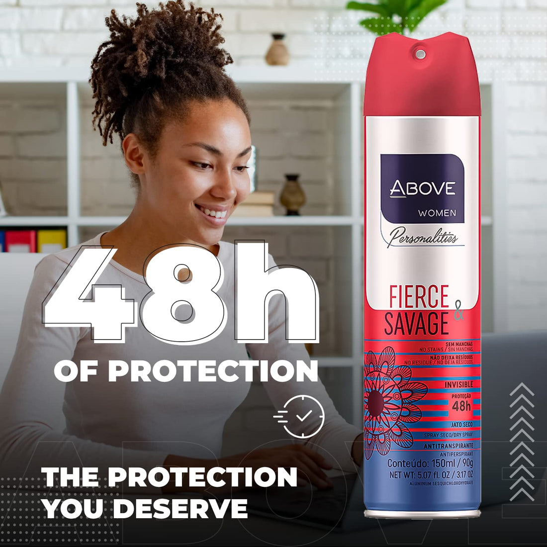 Above Spray Deodorant for Women (Fierce Savage) -48 Hour Deodorants & Antiperspirants Dry Spray- NO White Marks,- Cruelty Free, NO Alcohol, Triclosan- 3.17 oz - Pack of 4