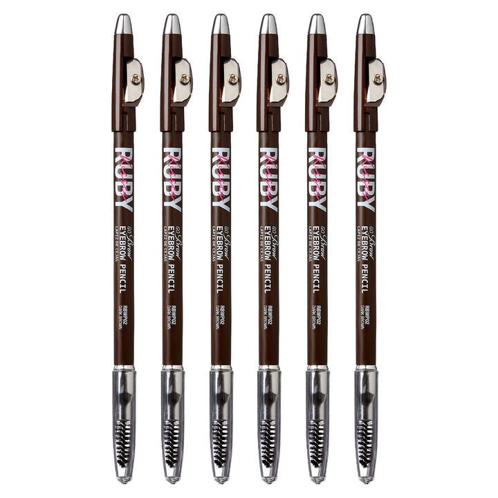 Kiss Go Brow Eyebrow Wooden Pencil Dark Brown (6 Pieces)