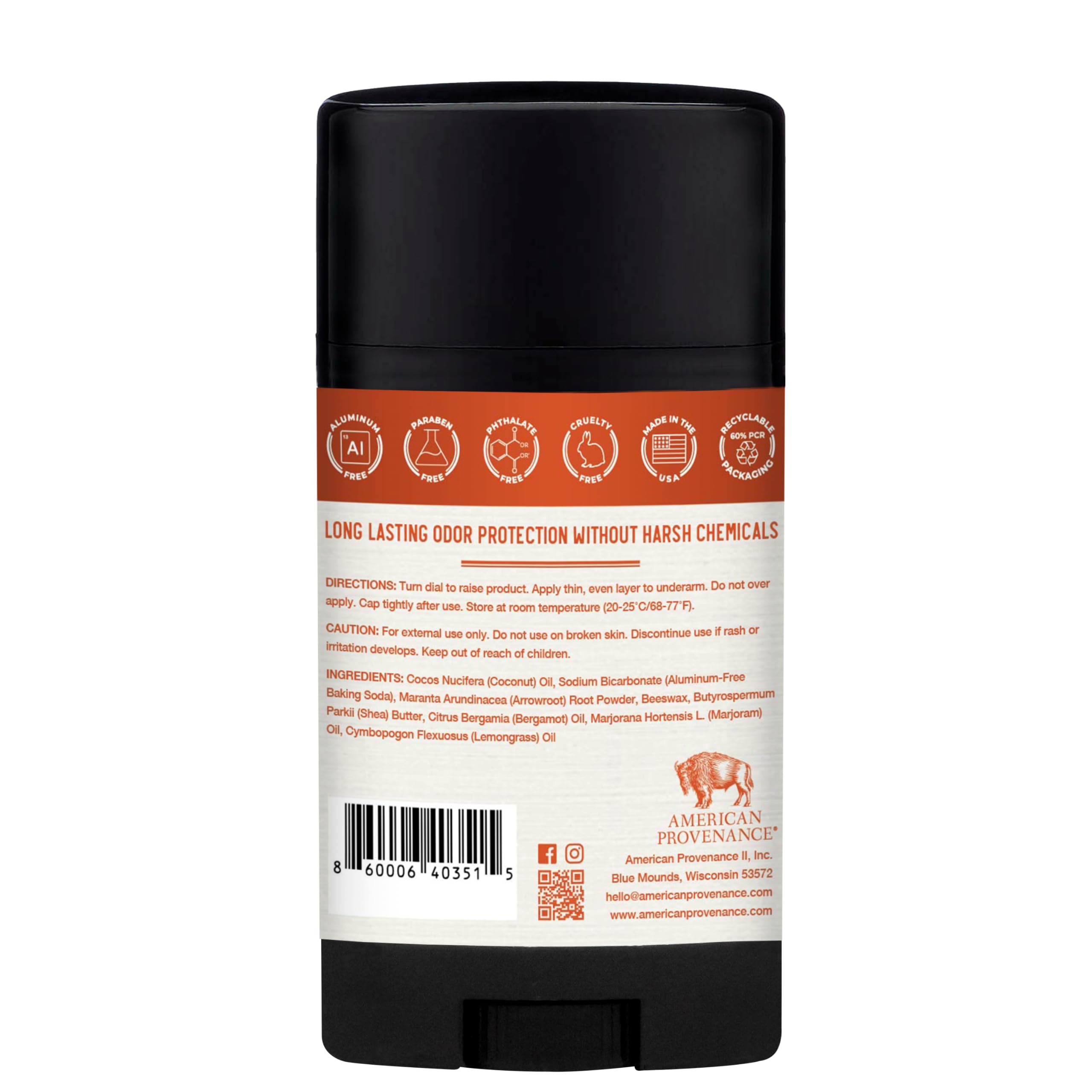 American Provenance Natural Mens Deodorant, Fastballs & Fisticuffs, 2.75 oz/75 gr