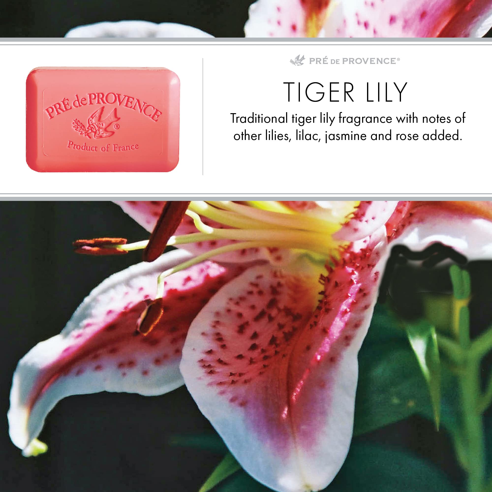 Pre de Provence Artisanal French Soap Bar Enriched with Shea Butter, Tiger Lily, 250 Gram