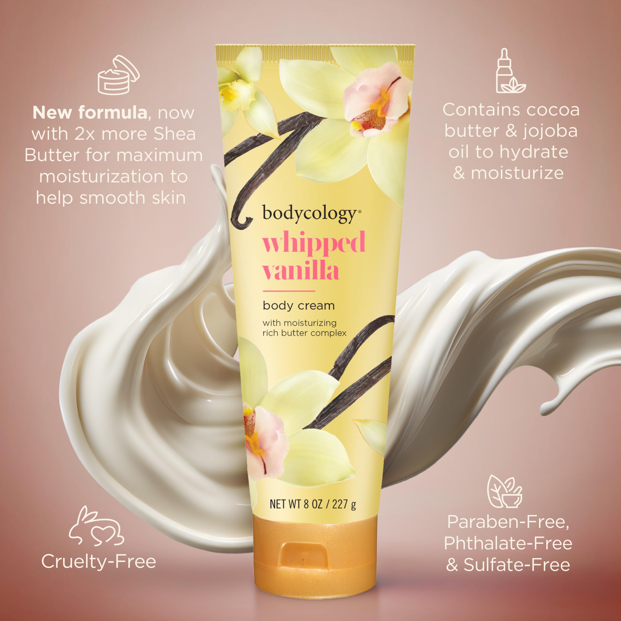 Bodycology Shea Butter Body Cream, Whipped Vanilla, 8 oz