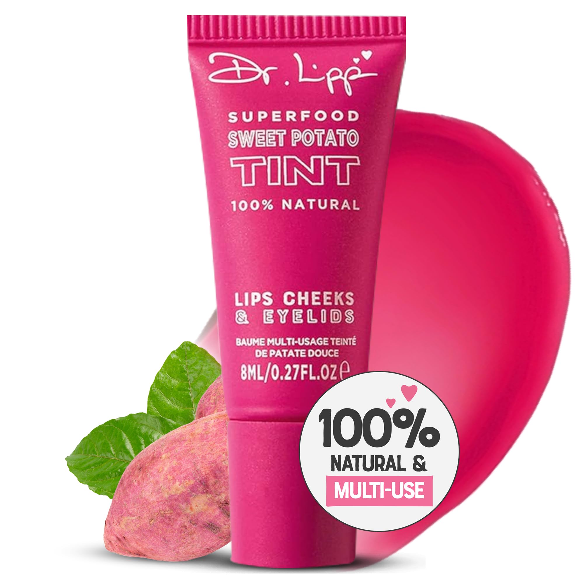 Dr. Lipp Superfood Lip Tint Sweet Potato 8ml – 4-in-ONE Ultra Moisturising Tinted Lip Balm, Lip Gloss, Cheek Blush & Glossy Eyeshadow – 100% Natural – Fragrance & Cruelty Free