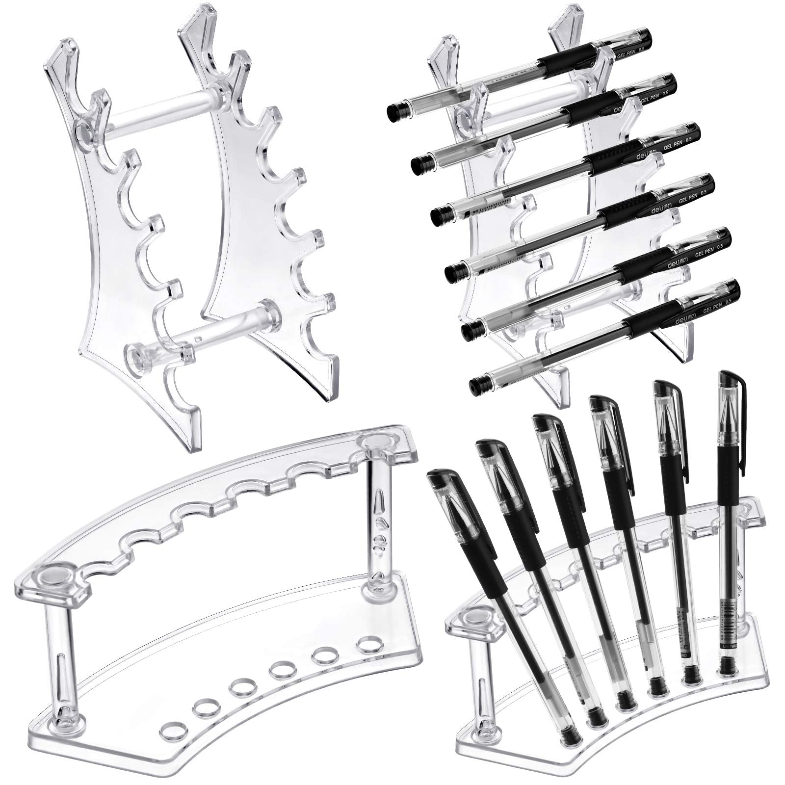 Teling 4 Pieces Pen Display Stand Acrylic pen Holder Clear Pen Stand Rack Organizer Nail Brush Holder Stand for Make Up Brush