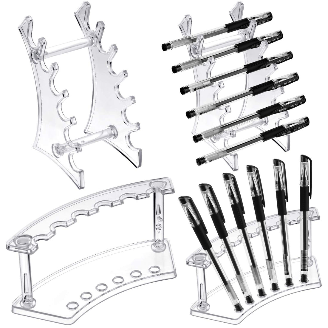 Teling 4 Pieces Pen Display Stand Acrylic pen Holder Clear Pen Stand Rack Organizer Nail Brush Holder Stand for Make Up Brush