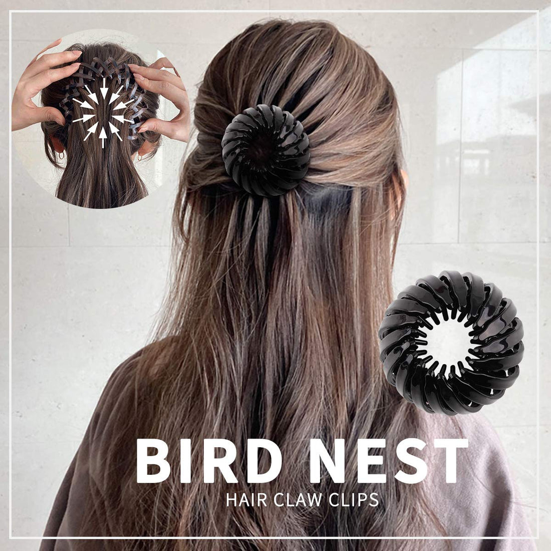 Bird Nest Magic Hair Clip, TOBATOBA 3 Pcs Lazy Bird's Nest Plate Expandable Bun Maker Curling Ponytail Holder and Hair Accessories for Women and Girls