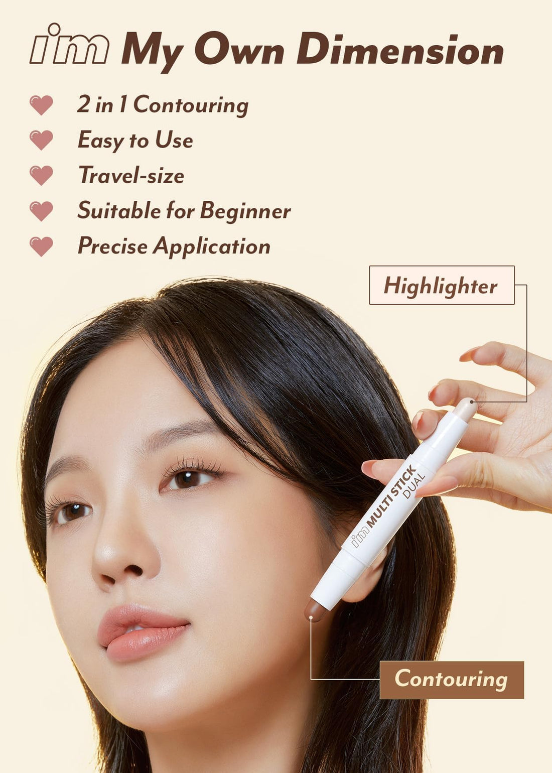 I'M MEME I'm Multi Stick Dual | Two Shade Shading and Highlighting Matte Finish | Suitable for Beginners Portable Size | 002 Cool Contouring