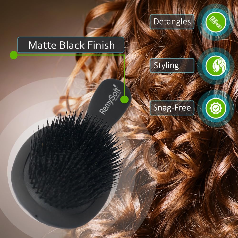 Remy Soft Beauty & Opulence Boar Bristle Brush Safe For Hair Extensions, Weaves And Wigs