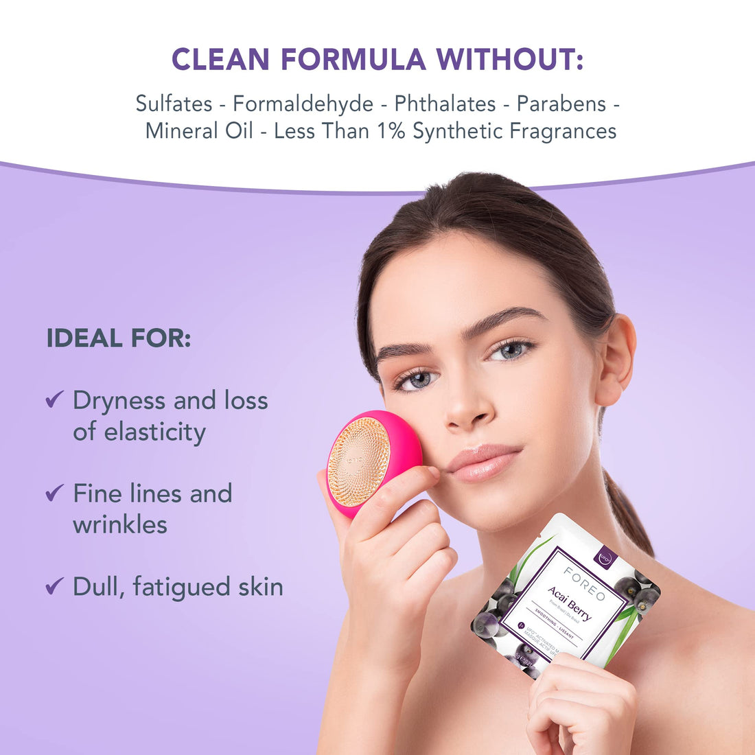 FOREO UFO Activated Mask Treatment for Anti-Aging, Acai Berry, 0.21 Oz, Pack of 6