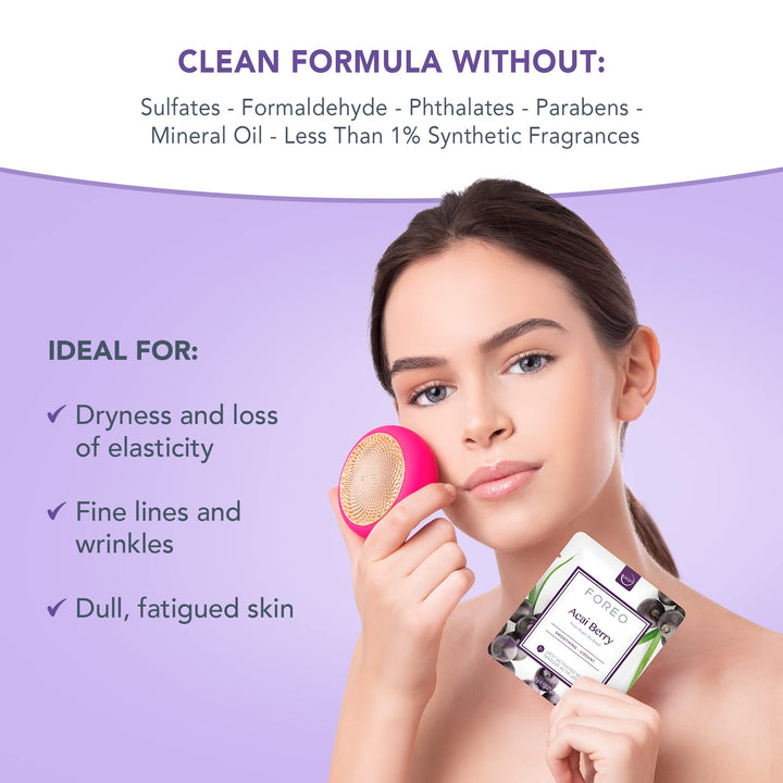 FOREO UFO Activated Mask Treatment for Anti-Aging, Acai Berry, 0.21 Oz, Pack of 6