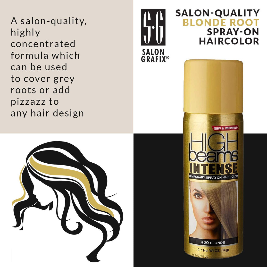 high beams Intense Temporary Spray on Hair Color Blonde 2.7 Ounce
