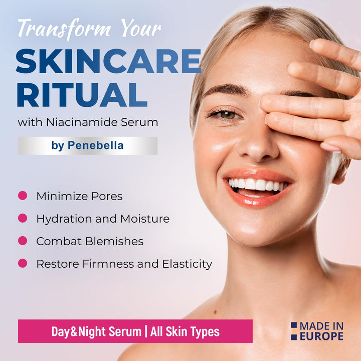 PENEBELLA Niacinamide Face Serum – Hydrating Facial Serum with Hyaluronic Acid – Skincare for Uneven Skin Tone