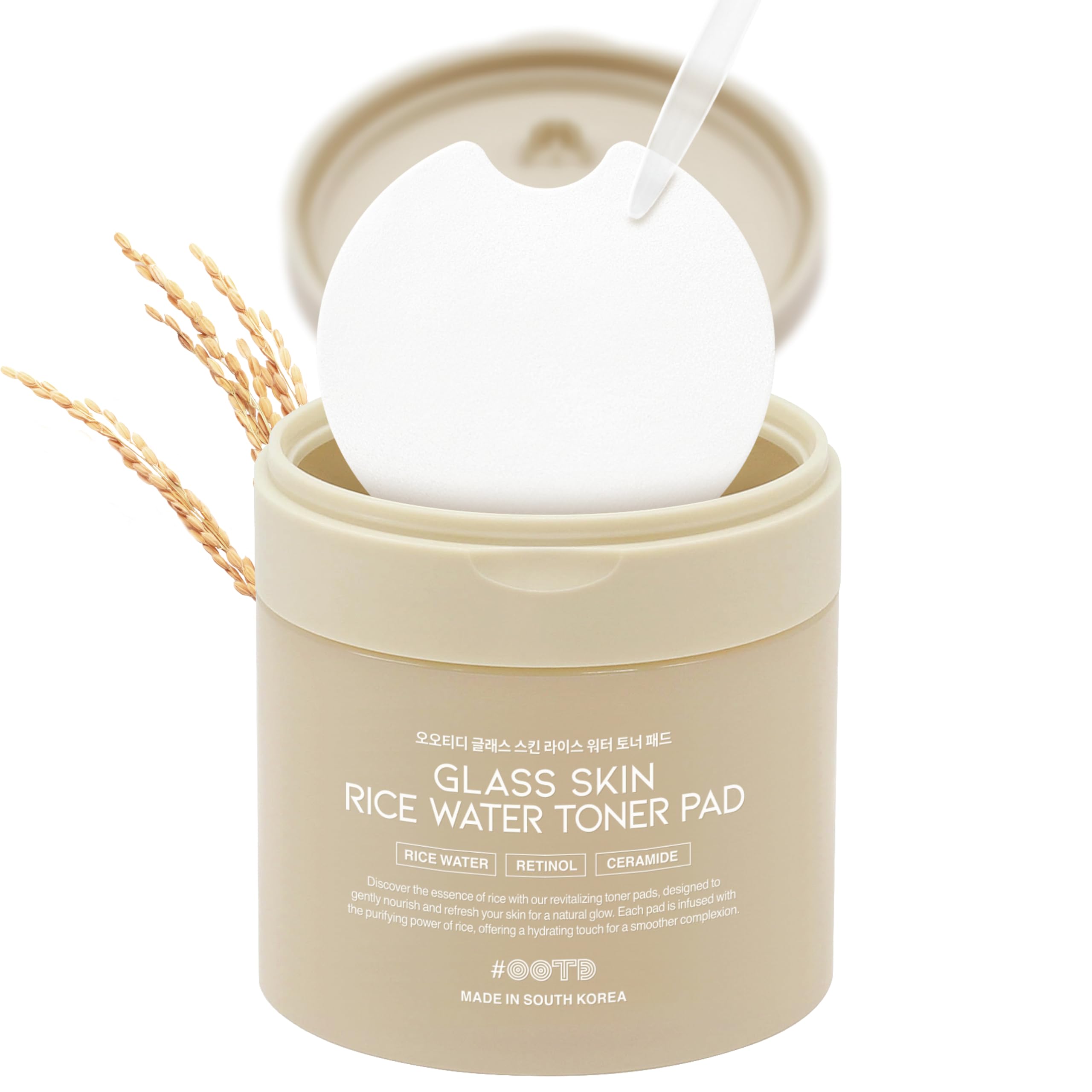 Toner Pads for Dry Dull Sensitive Skin Korean, #OOTD Retinol Ceramides Strengthen Skin Barrier Smoothing Hydrating, Toner Pad 70Pads 4.05oz 120ml