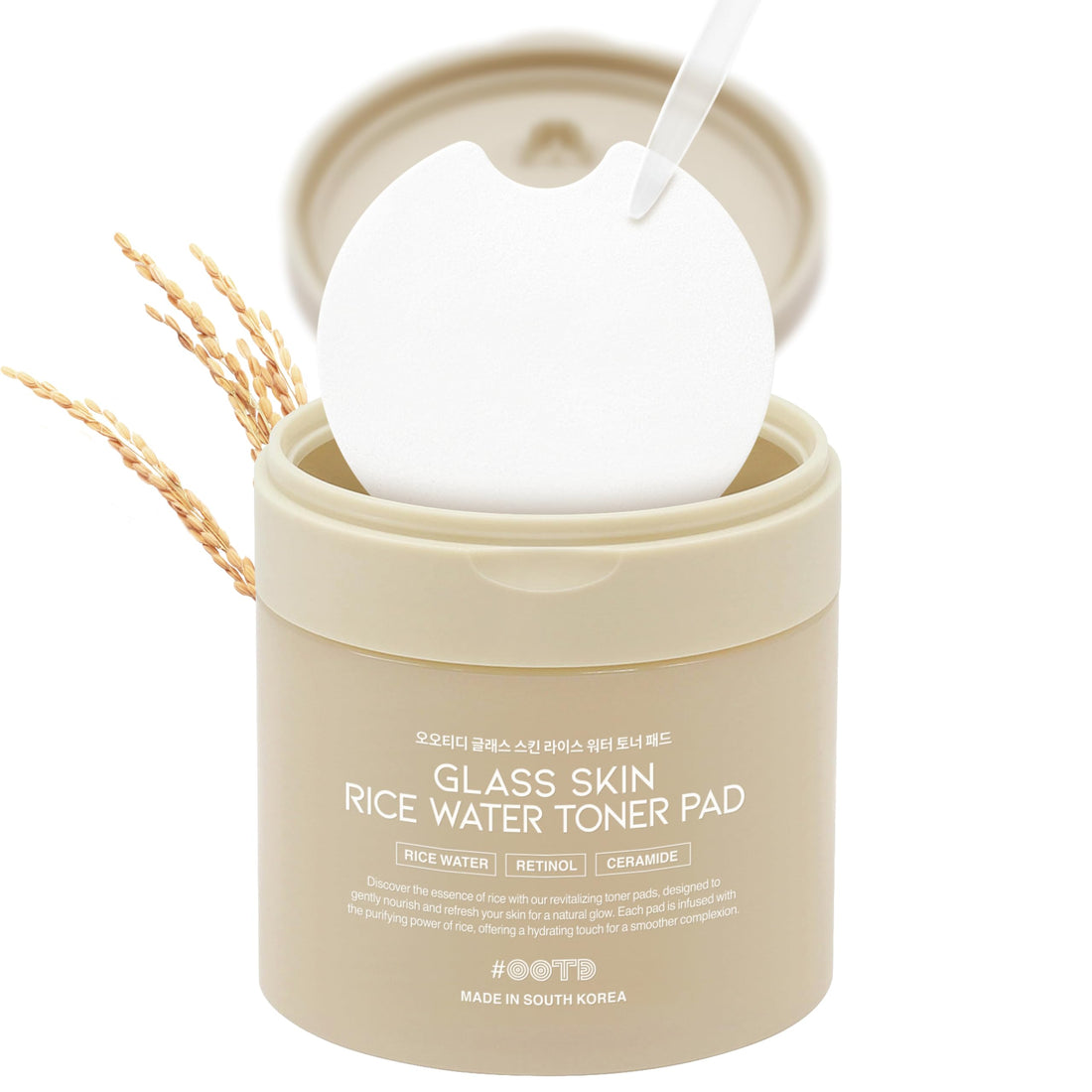 Toner Pads for Dry Dull Sensitive Skin Korean, #OOTD Retinol Ceramides Strengthen Skin Barrier Smoothing Hydrating, Toner Pad 70Pads 4.05oz 120ml