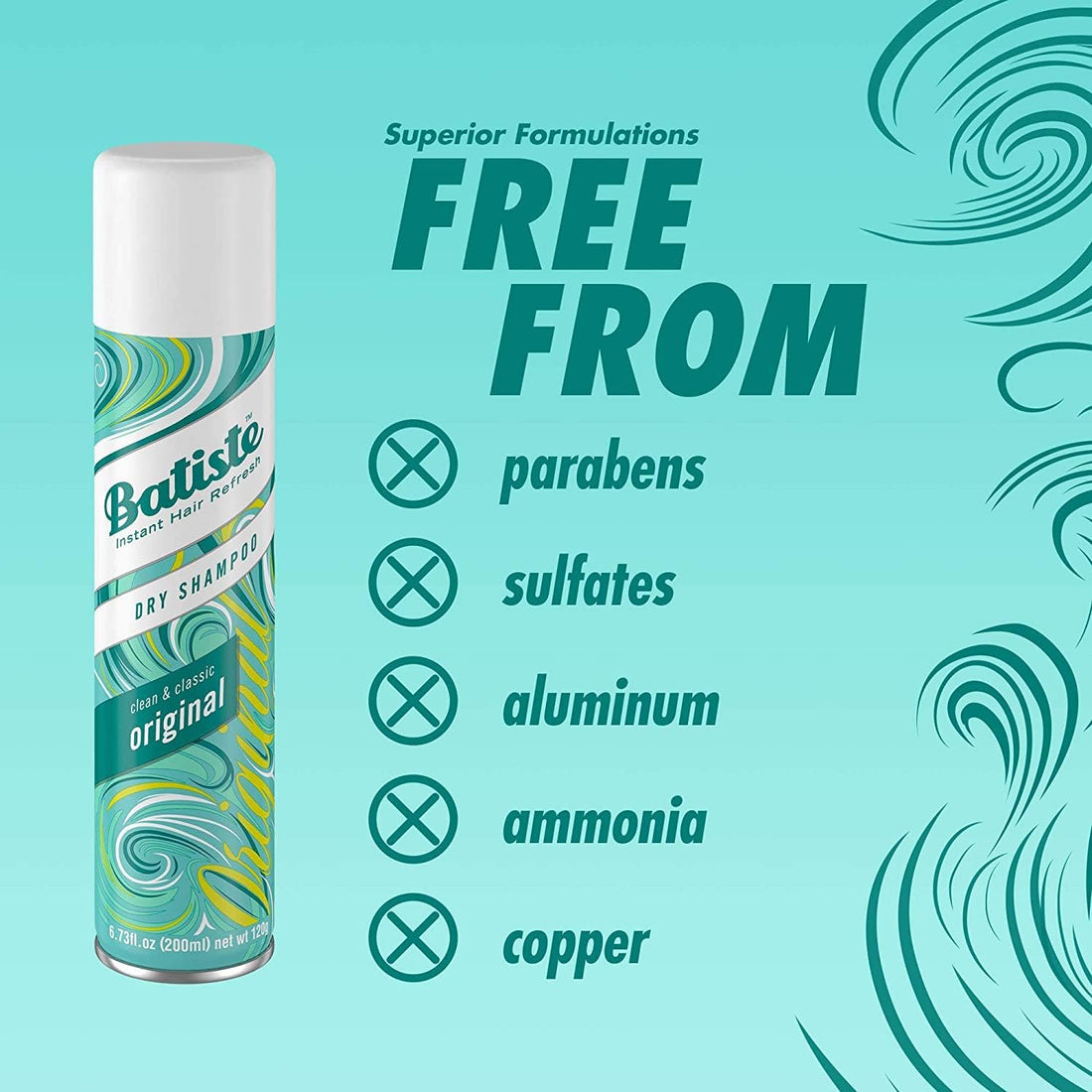 Batiste Dry Shampoo, Original Fragrance, Refresh Hair and Absorb Oil Between Washes, Waterless Shampoo for Added Hair Texture and Body, 6.73 OZ Dry Shampoo Bottle, 3 Pack