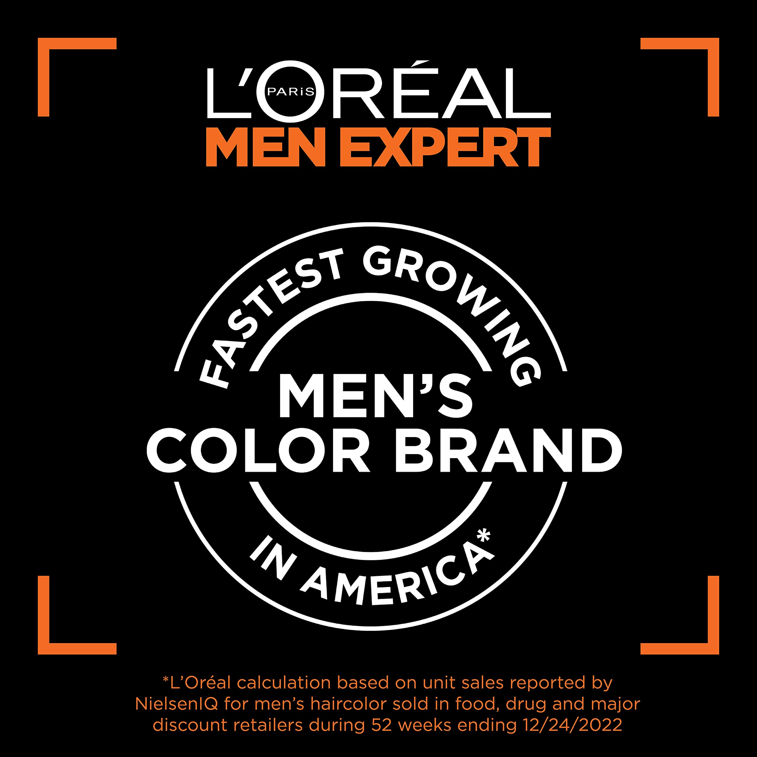 L’Oréal Paris Men Expert One Twist Mess Free Permanent Hair Color, Mens Hair Dye to Cover Grays, Easy Mix Ammonia Free Application, Real Black 02, 1 Application Kit