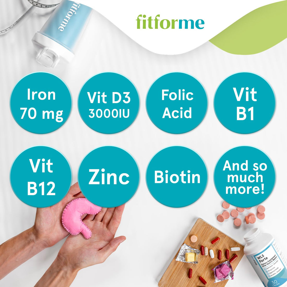 FitForMe Bariatric Multivitamins with Iron After Gastric Bypass - One a Day WLS Forte Capsule Starter Pack - 30 Days Supply of Vitamins & Minerals, Scientifically Proven