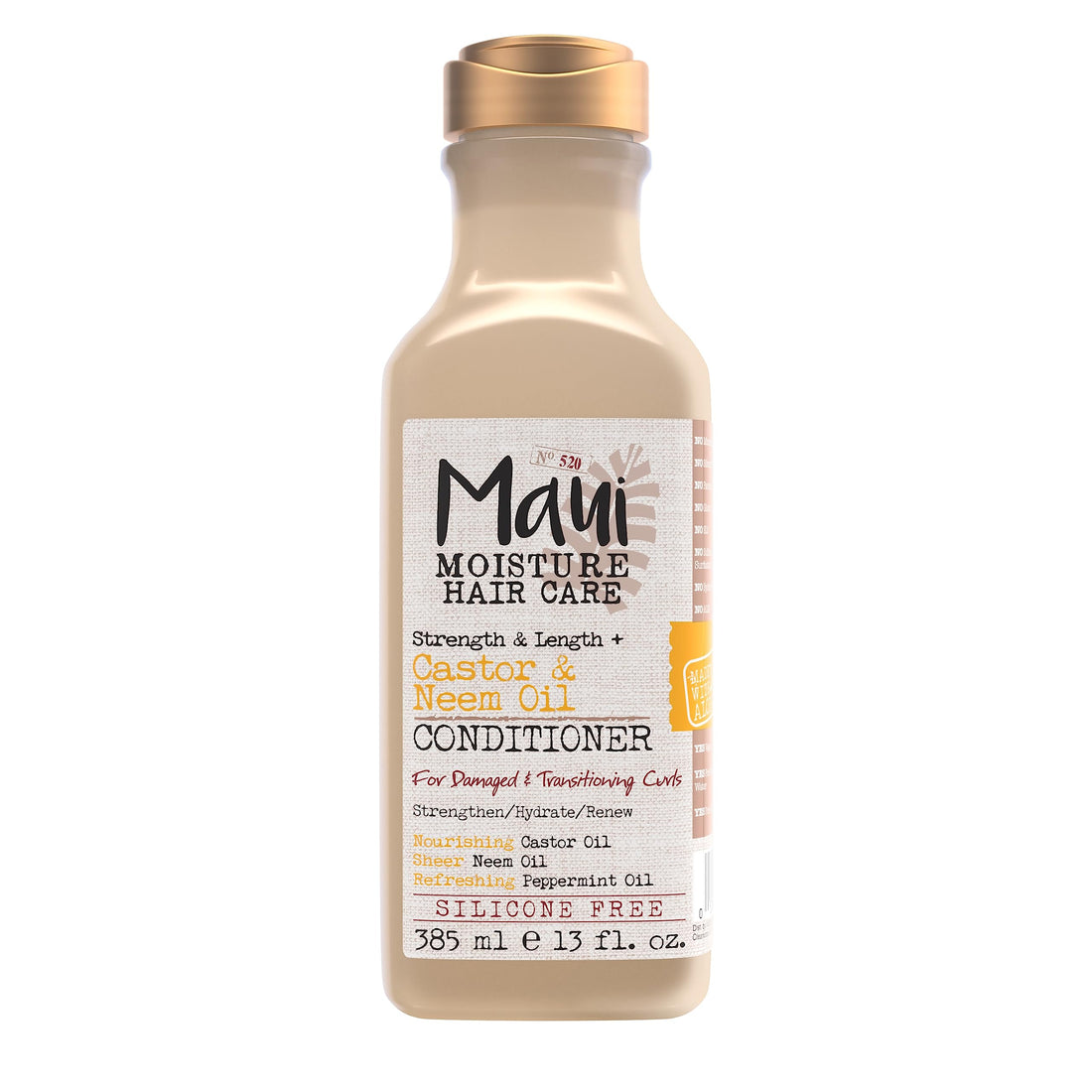 Maui Moisture Strength & Length + Castor & Neem Oil Conditioner, Curly Hair Product for Dry, Damaged Hair, 13 Fl Oz