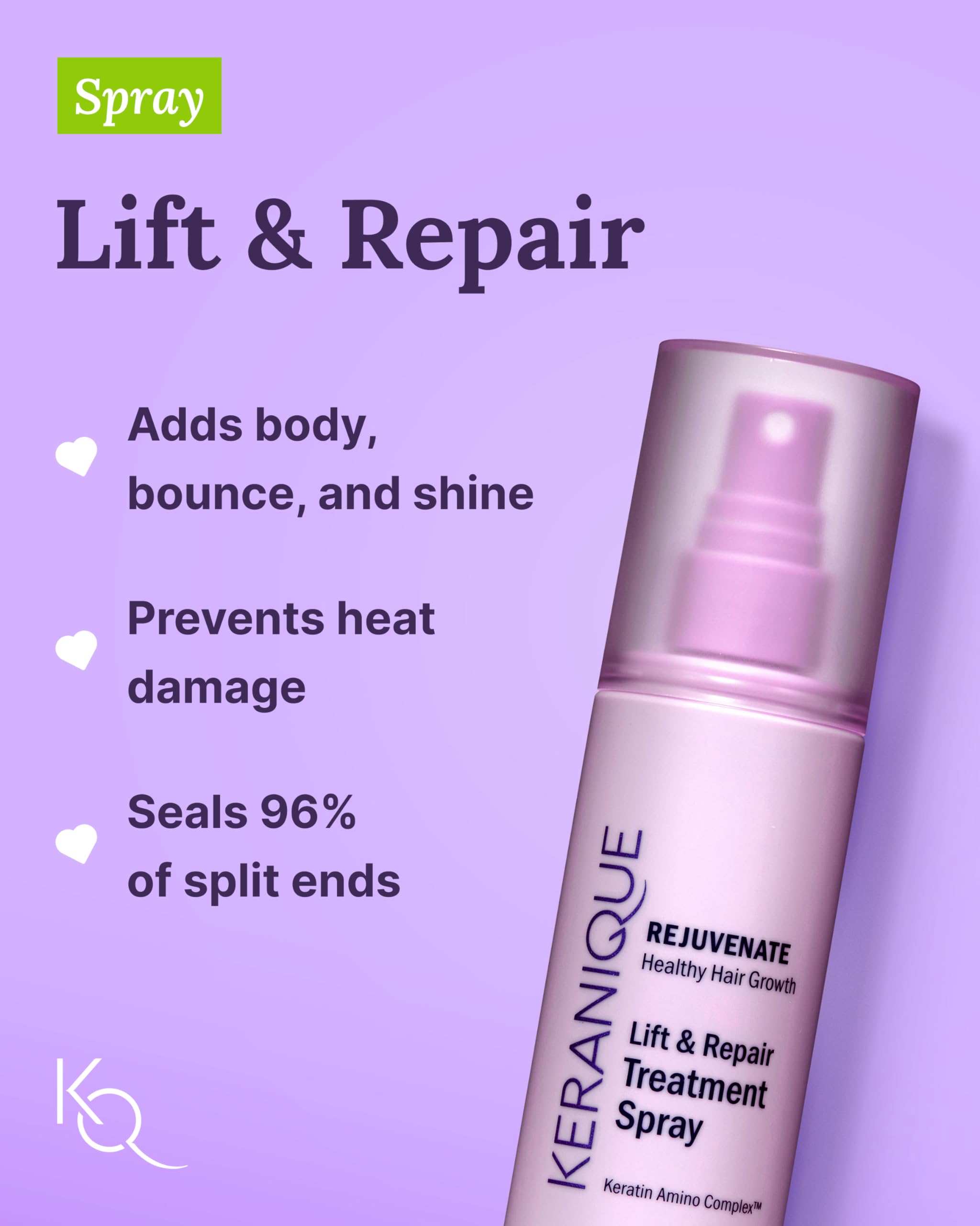 Keranique Damage Control Set for Thinning Hair - Shampoo & Conditioner for Damaged Hair, Follicle Booster Serum, Lift & Repair Spray - Keratin Enriched Repair Products for Dry, Thin Hair - Travel Size