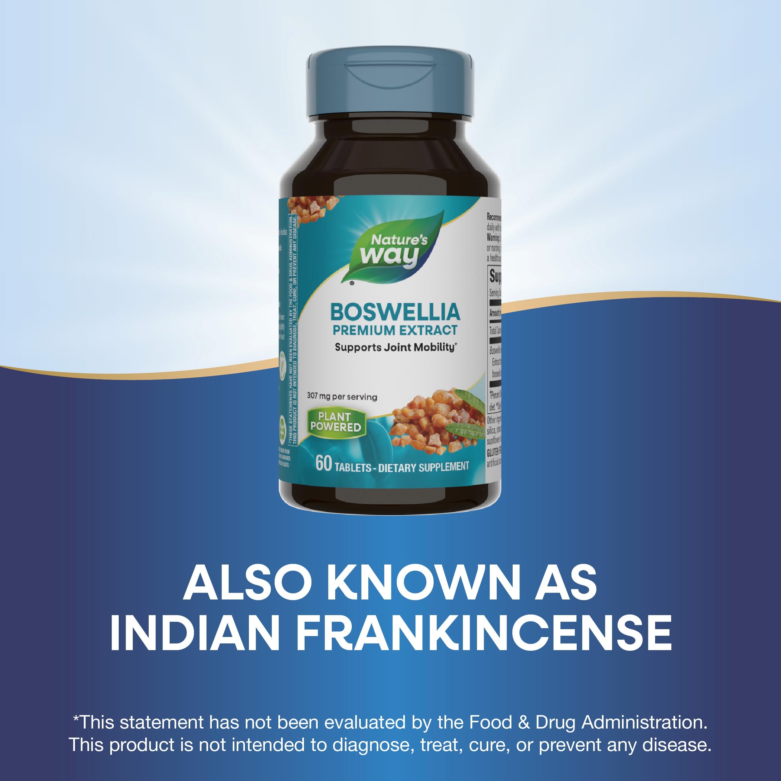 Nature's Way Boswellia Premium Extract, Supports Joint Mobility*, 307 mg Boswellia serrata Extract per Serving, Frankincense Supplement, Gluten Free & Vegan - 60 Tablets (Packaging May Vary) - 2 Pack