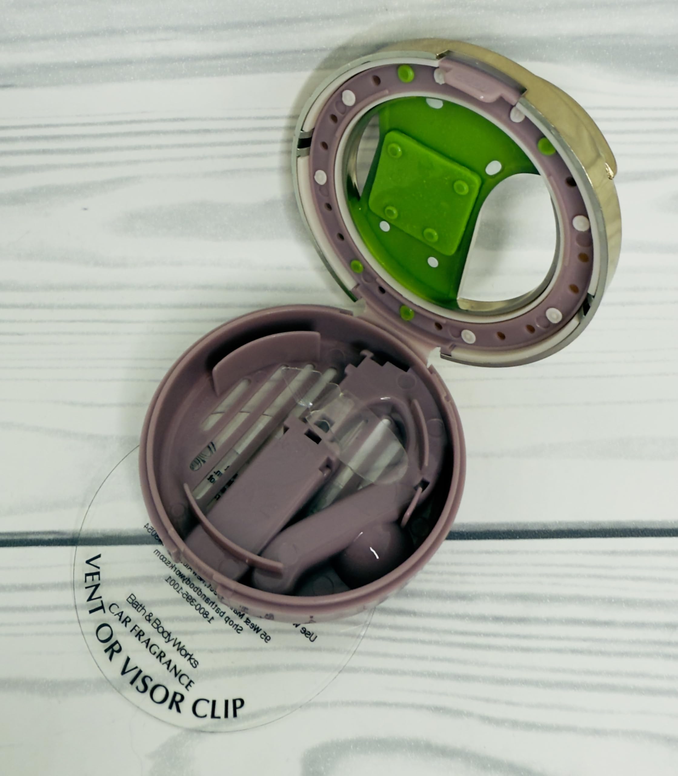 Bath and Body Works Cowgirl Boot White with Pink Flowers and Green Leaves Gold Trim Car Visor Fragrance Holder Easy To Open