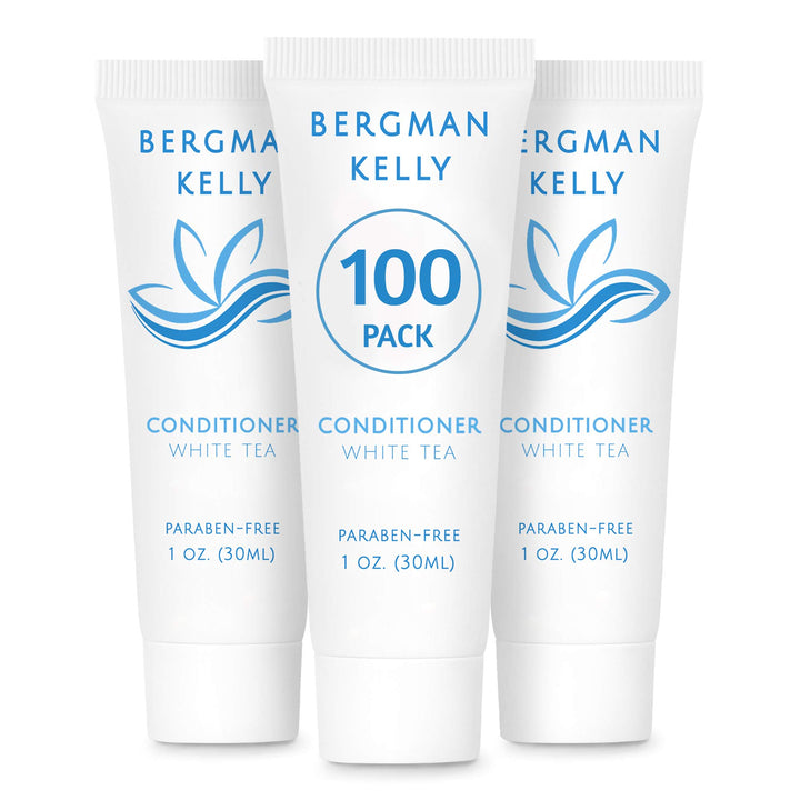 BERGMAN KELLY Hotel Conditioner (1 Fl Oz, 100 PK, White Tea), Delight Your Guests with Revitalizing and Refreshing White Tea Travel Conditioner, Quality Small Amenities Hotel Toiletries in Bulk