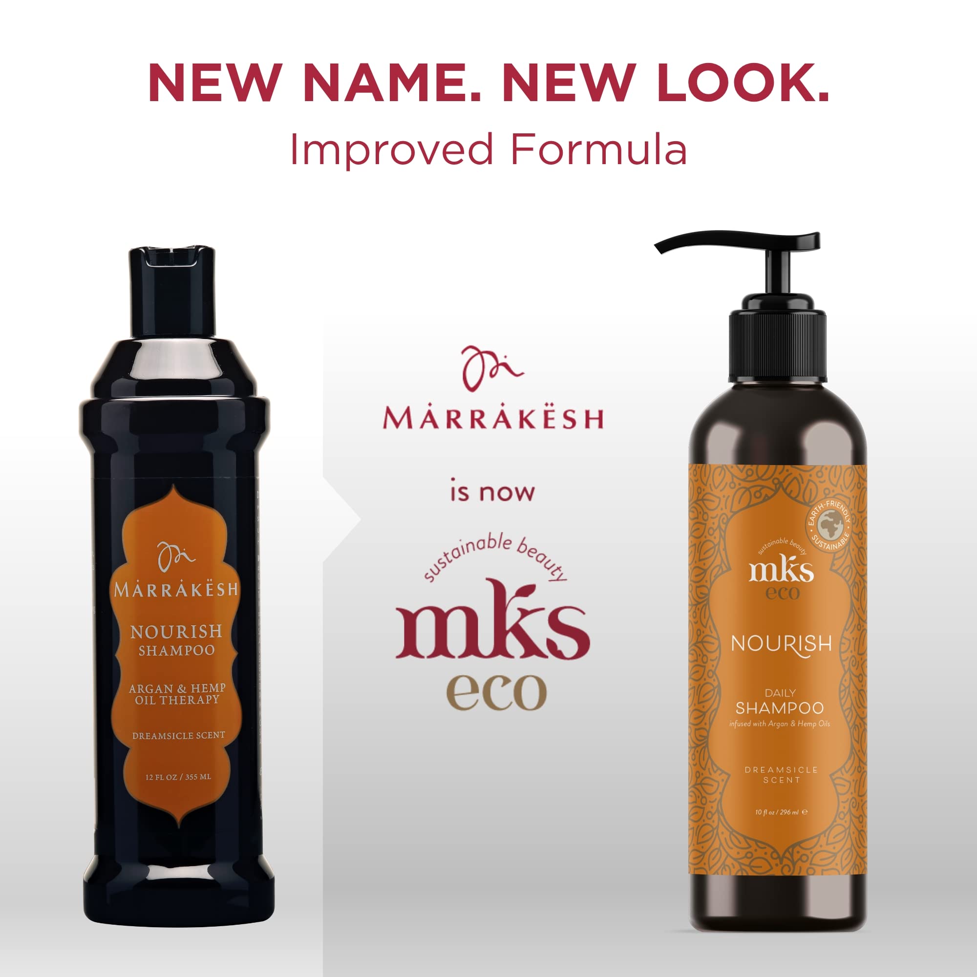 MKS eco X Nourish Shampoo, Dreamsicle - 10 fl oz - Cleanses, Strengthens & Repairs - Ideal for Fine Hair, Safe for Color Treated Hair - Moroccan Argan Oil, Hemp Seed Oil - Vegan, Cruelty Free