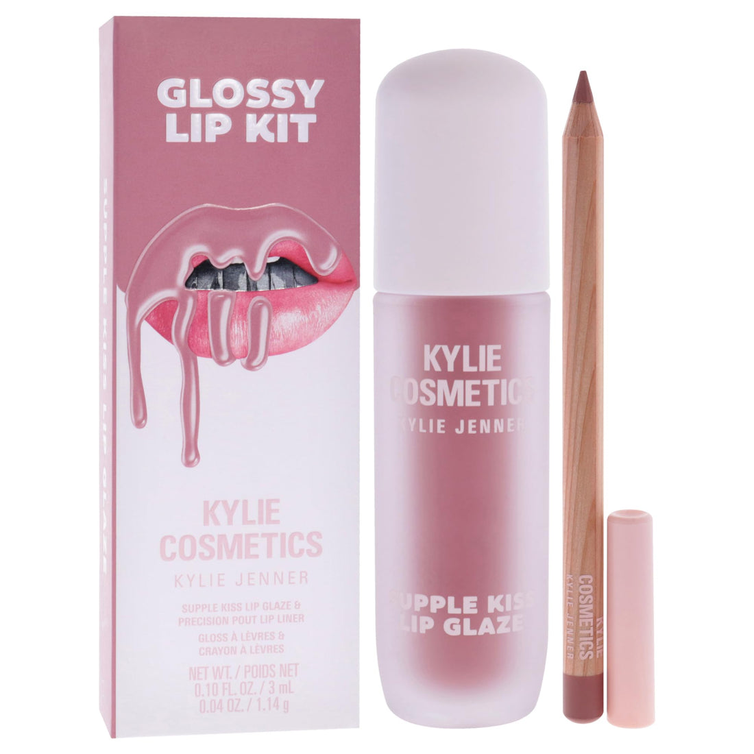 Kylie Cosmetics Supple Kiss Precision Lip Kit - 808 for Women - 2 Pc 0.10oz Supple Kiss Lip Glaze, 0.04oz Precision Pout Lip Liner